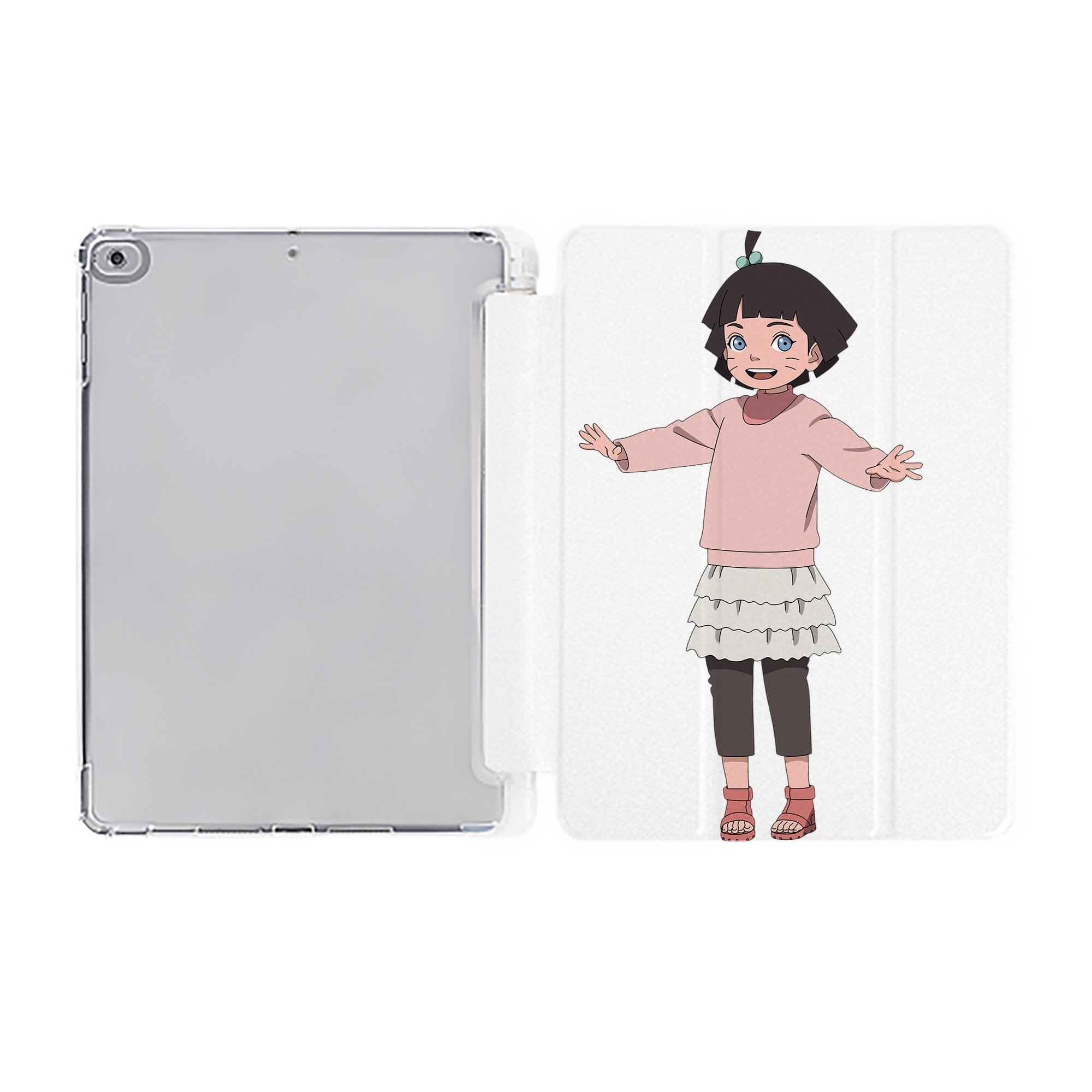 （画像用） NARUTO -ナルト- うずまき ヒマワリ Uzumaki Himawari IPad ケース ペン収納付き 三つ折りスタンド PUレザー×シリコン 対応機種9.5/10.5/10.9インチ